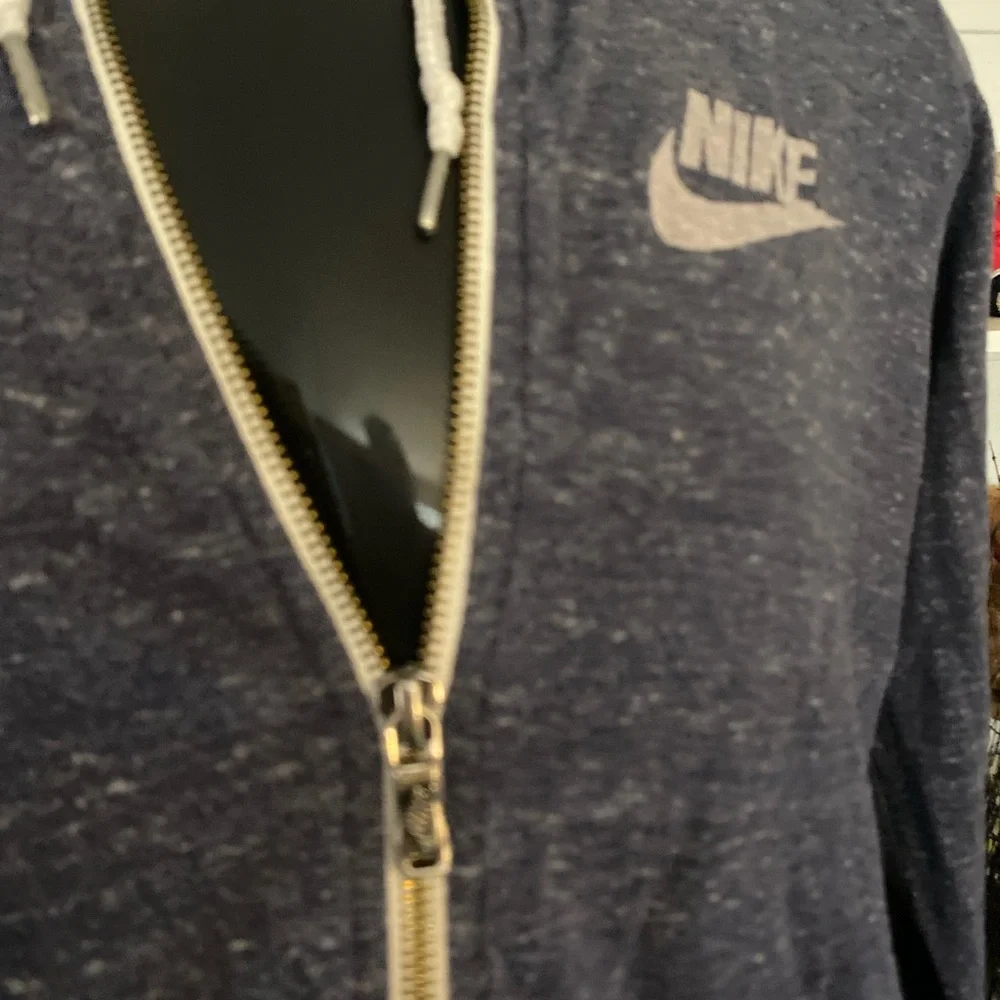 Nike Navy Heather Full-Zip Hoodie with White Logo